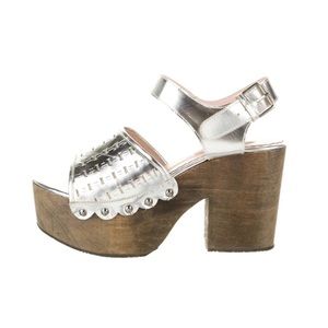 Opening Ceremony Silver Leather Platform Heels